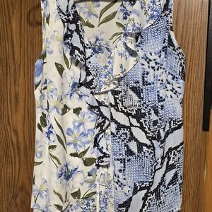 INC International Concepts Blue and Green Floral Blouse